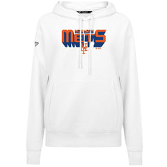 New York Mets Levelwear Women's Adorn Retro 3D Pullover Hoodie - White Hoodies