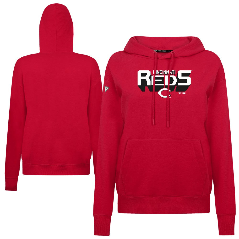 Cincinnati Reds Levelwear Women's Adorn Retro 3D Pullover Hoodie - Red Hoodies