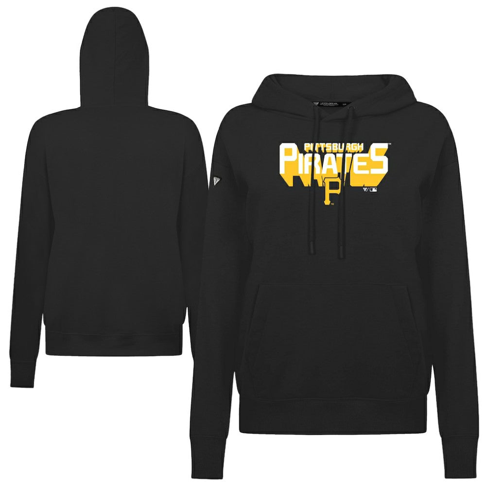 Pittsburgh Pirates Levelwear Women's Adorn Retro 3D Pullover Hoodie - Black Hoodies