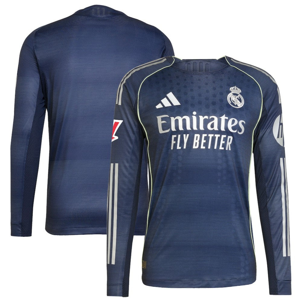 Real Madrid 2025/26 Away Long Sleeve Jersey Blue - Adidas discount