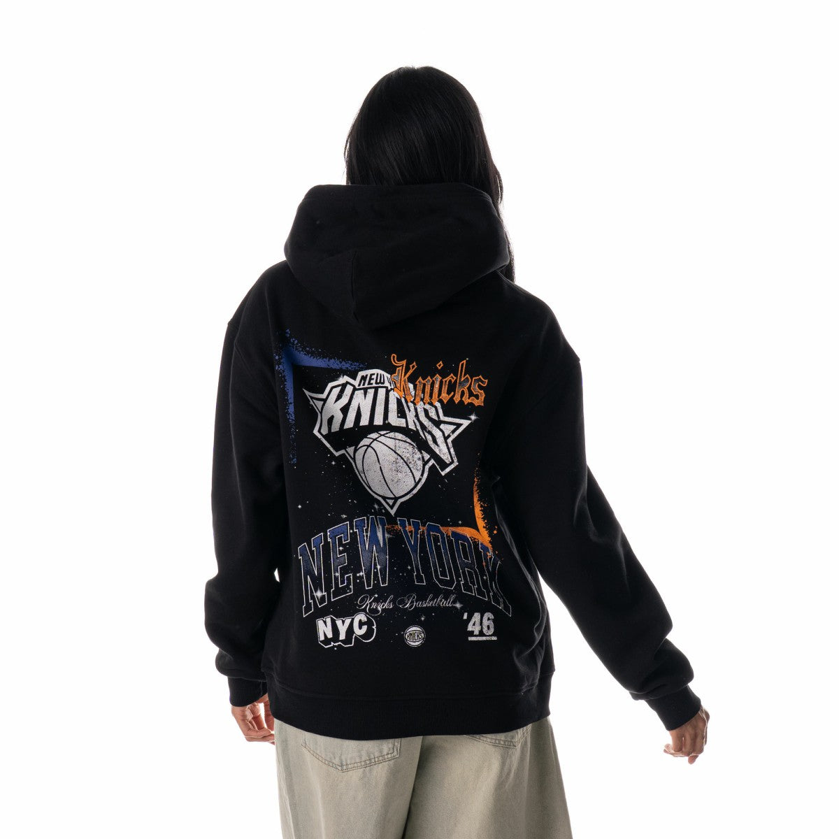 New York Knicks The Wild Collective Unisex Splatter Premium Hoodie Black
