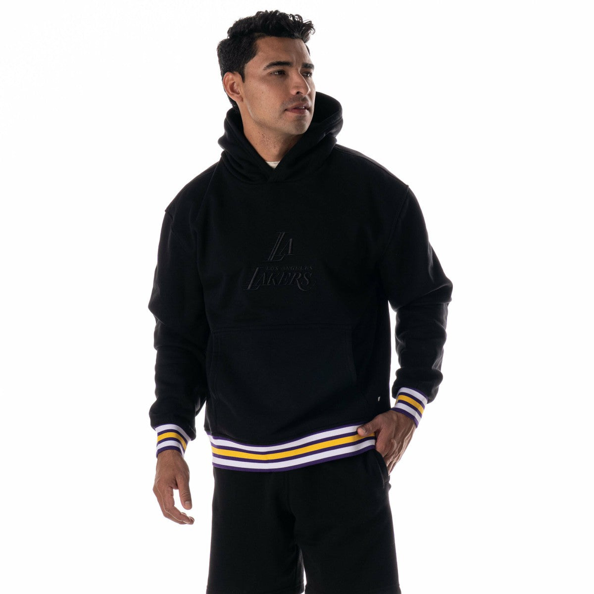 Los Angeles Lakers The Wild Collective Unisex Custom Rib Tonal Premium Hoodie Black