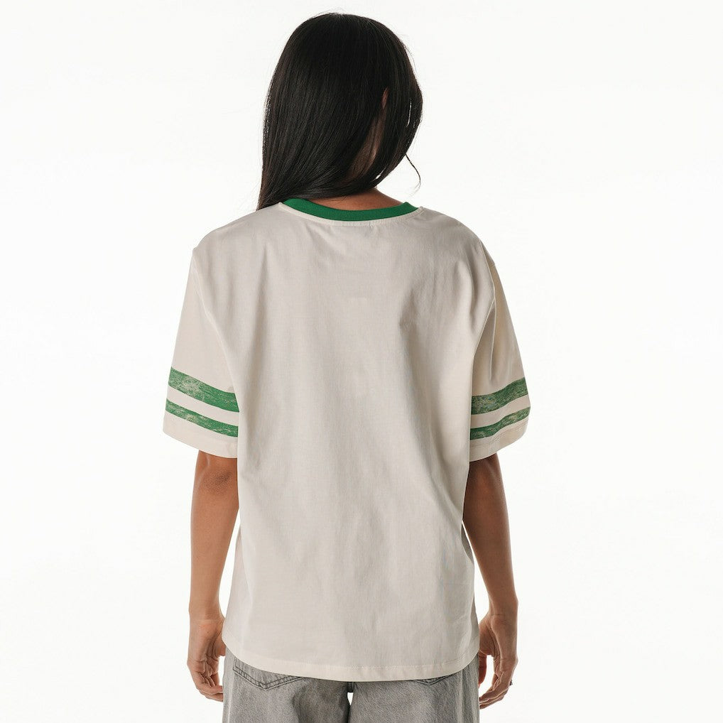 Boston Celtics The Wild Collective Women's Vintage Drop Shoulder Oversized Boyfriend T-Shirt Cream outlet