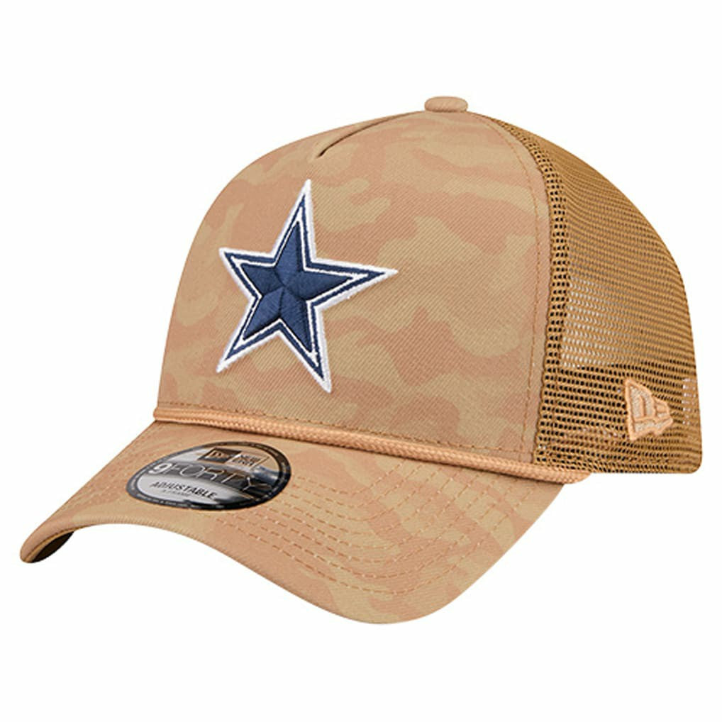 Dallas Cowboys New Era Wheat Camo 9FORTY Trucker Adjustable Hat - Tan Hats