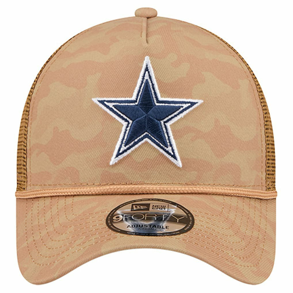 Dallas Cowboys New Era Wheat Camo 9FORTY Trucker Adjustable Hat - Tan Hats