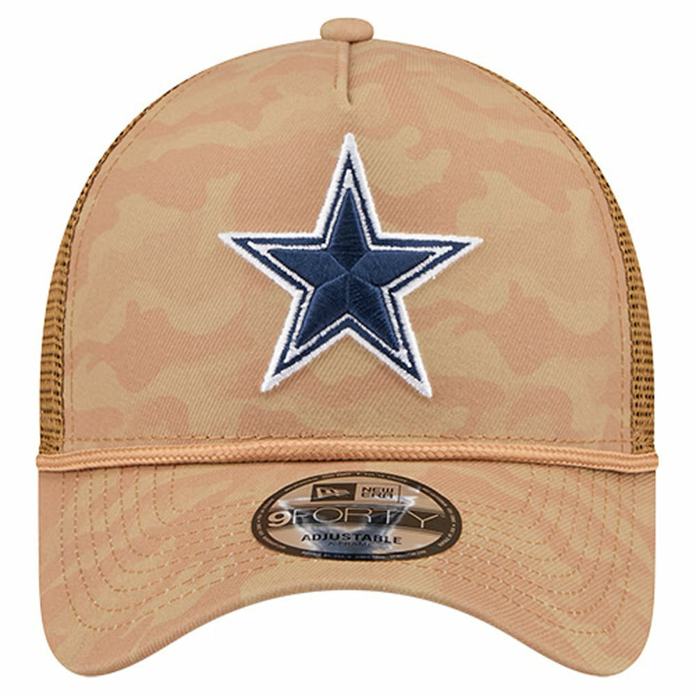 Dallas Cowboys New Era Wheat Camo 9FORTY Trucker Adjustable Hat - Tan Hats