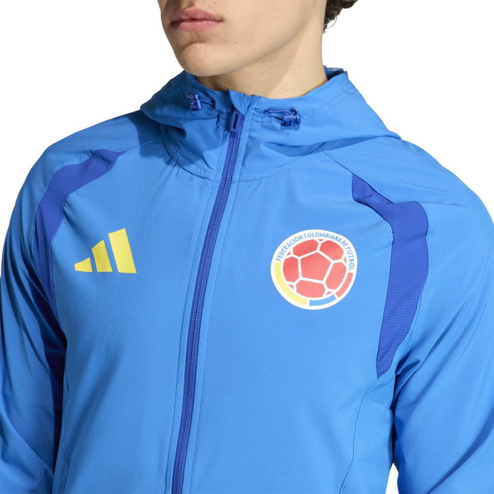 Colombia National Team FIFA x World Cup 2026 Tiro Travel Raglan Full-Zip Windbreaker Hoodie Blue - Adidas cheap