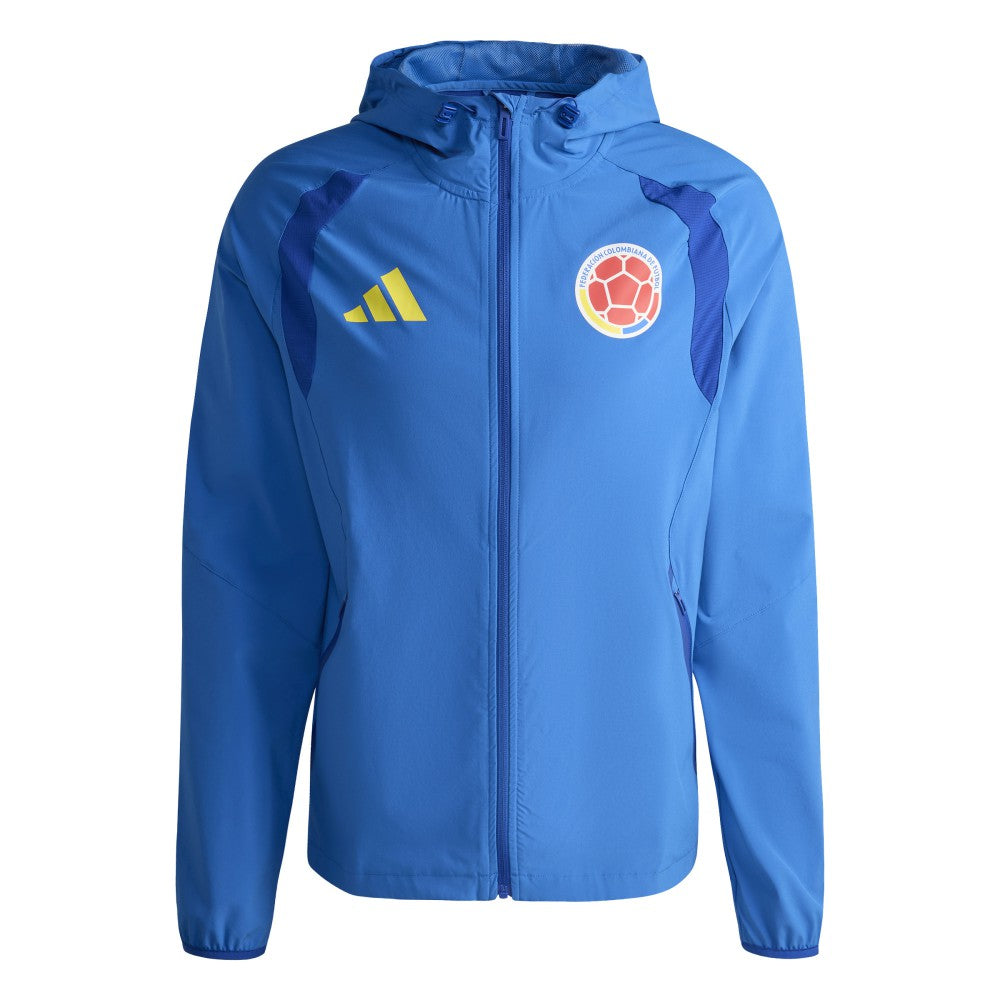 Colombia National Team FIFA x World Cup 2026 Tiro Travel Raglan Full-Zip Windbreaker Hoodie Blue - Adidas cheap