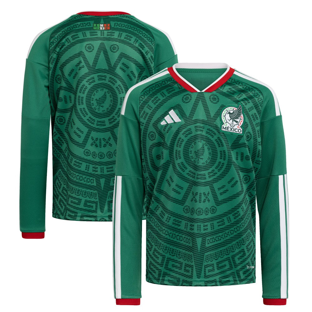 Mexico National Team Youth FIFA x World Cup 2026 Home Replica Long-Sleeve Jersey Green - Adidas sale