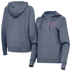 Minnesota Twins Antigua Women's Justice Stars and Stripes Team Logo Pullover Hoodie - Heather Navy Hoodies