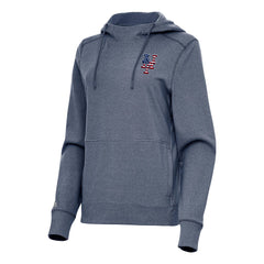 New York Mets Antigua Women's Justice Stars and Stripes Team Logo Pullover Hoodie - Heather Navy Hoodies