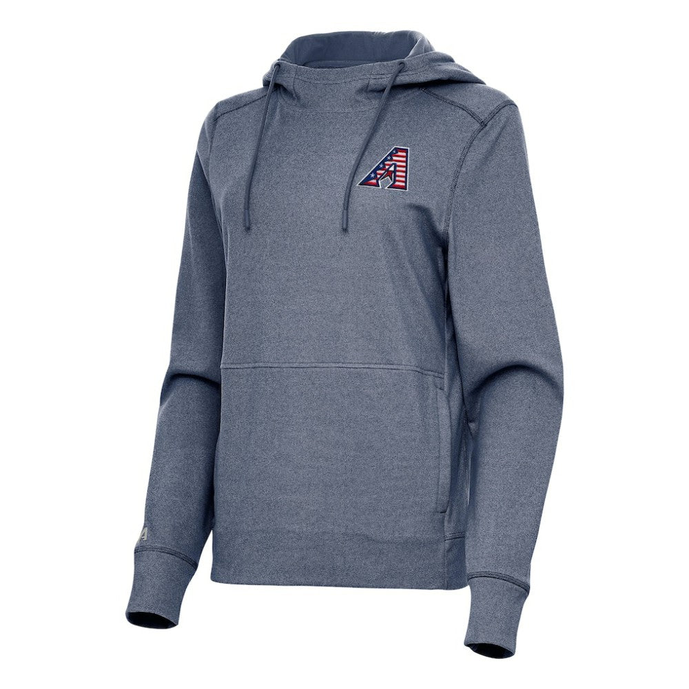 Arizona Diamondbacks Antigua Women's Justice Stars and Stripes Team Logo Pullover Hoodie - Heather Navy Hoodies