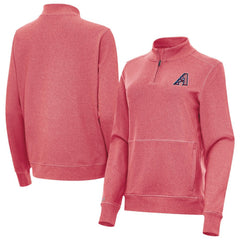 Arizona Diamondbacks Antigua Women's Crush Stars and Stripes Team Logo Quarter-Zip Pullover Top - Heather Red Pullover