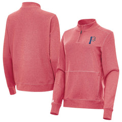 Pittsburgh Pirates Antigua Women's Crush Stars and Stripes Team Logo Quarter-Zip Pullover Top - Heather Red Pullover