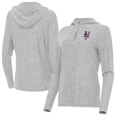 New York Mets Antigua Women's Daybreak Quarter-Zip Hoodie - Heather Gray Hoodies