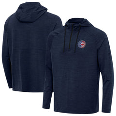 Chicago Cubs Antigua Spikes Stars and Stripes Team Logo Quarter-Zip Pullover Hoodie - Heather Navy Hoodies