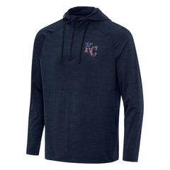 Kansas City Royals Antigua Spikes Stars and Stripes Team Logo Quarter-Zip Pullover Hoodie - Heather Navy Hoodies