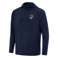 Milwaukee Brewers Antigua Spikes Stars and Stripes Team Logo Quarter-Zip Pullover Hoodie - Heather Navy Hoodies