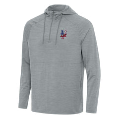 New York Mets Antigua Spikes Stars and Stripes Team Logo Quarter-Zip Pullover Hoodie - Heather Gray Hoodies