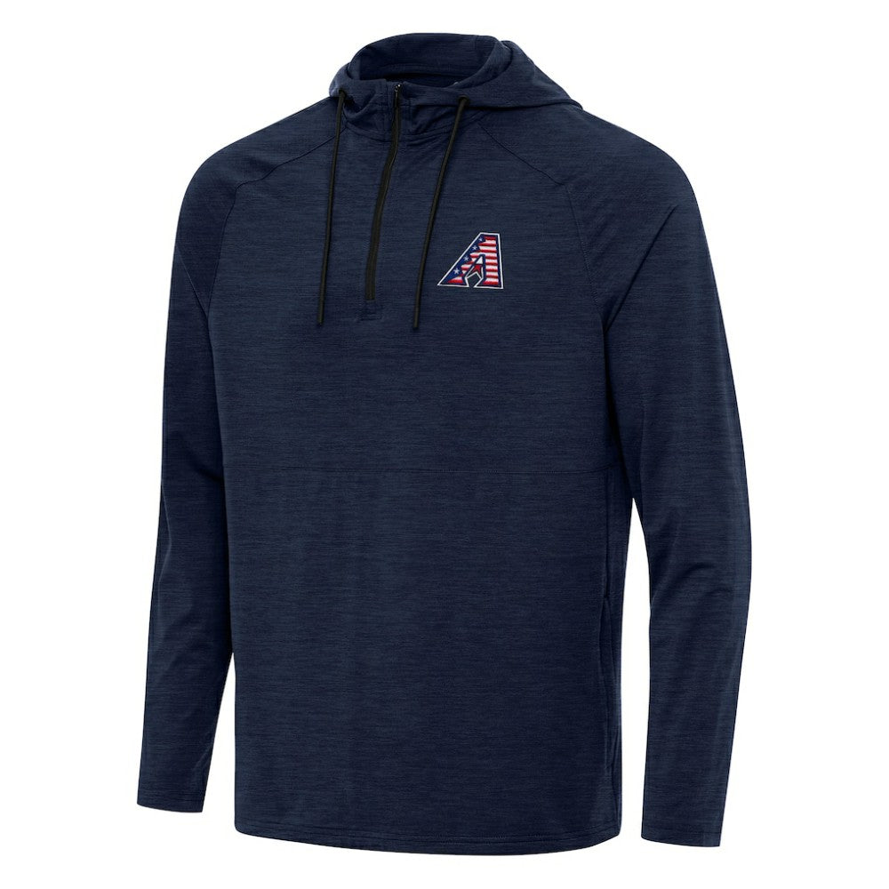 Arizona Diamondbacks Antigua Spikes Stars and Stripes Team Logo Quarter-Zip Pullover Hoodie - Heather Navy Hoodies