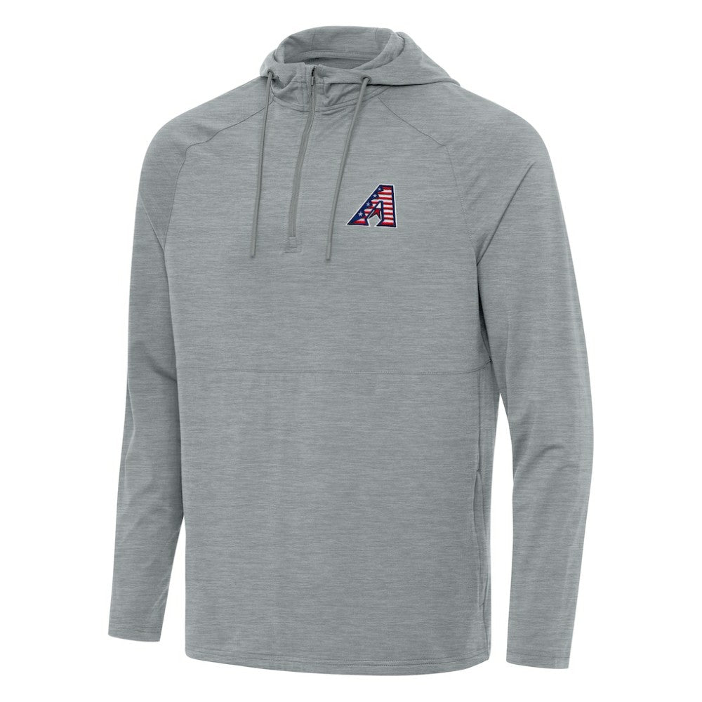 Arizona Diamondbacks Antigua Spikes Stars and Stripes Team Logo Quarter-Zip Pullover Hoodie - Heather Gray Hoodies