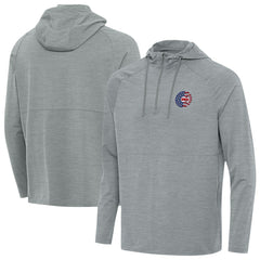 Chicago Cubs Antigua Spikes Stars and Stripes Team Logo Quarter-Zip Pullover Hoodie - Heather Gray Hoodies
