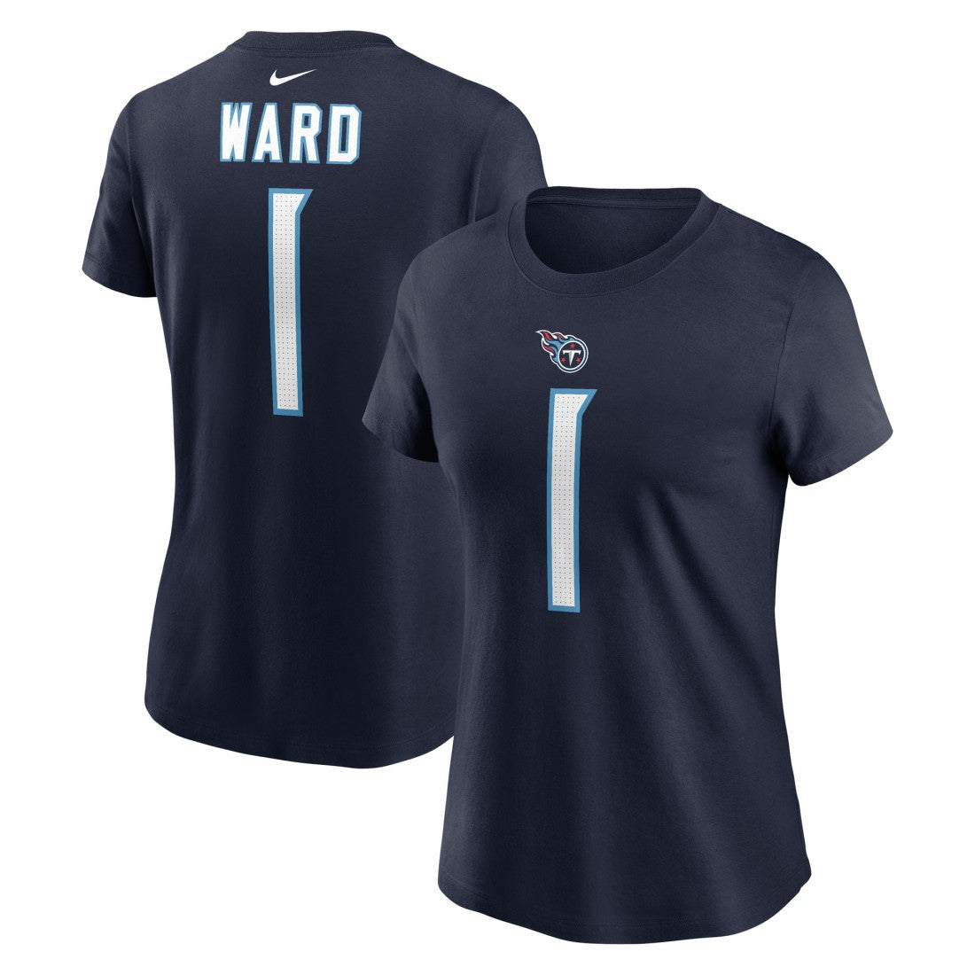 Cameron Ward Tennessee Titans Women's Name & Number T-Shirt - Navy T-shirts