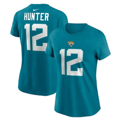 Travis Hunter Jacksonville Jaguars Women's Name & Number T-Shirt - Teal T-shirts