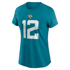 Travis Hunter Jacksonville Jaguars Women's Name & Number T-Shirt - Teal T-shirts