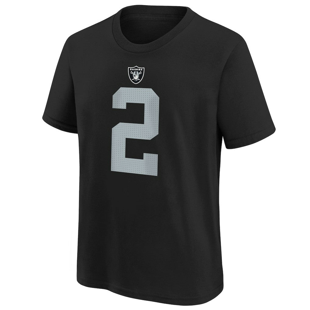 Ashton Jeanty Las Vegas Raiders Youth 2025 NFL Draft First Round Pick Name & Number T-Shirt - Black T-shirts