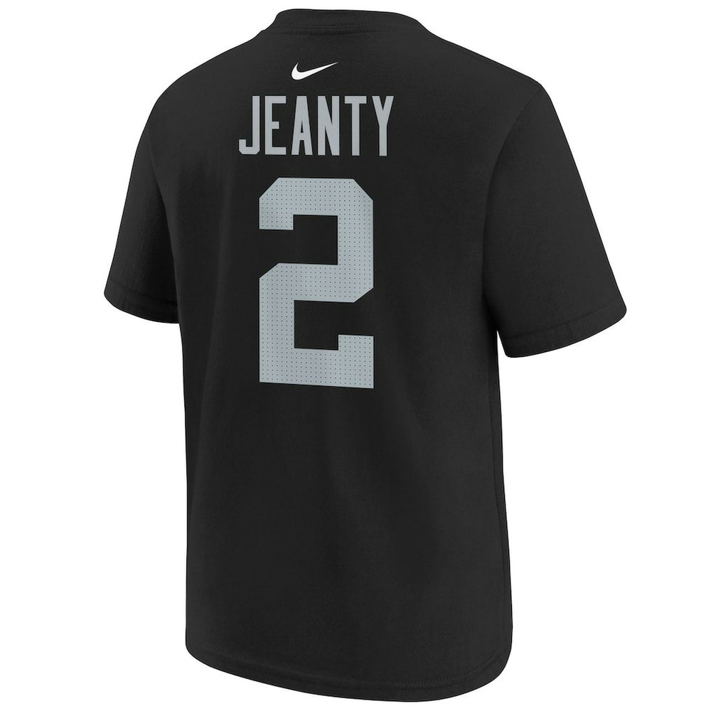 Ashton Jeanty Las Vegas Raiders Youth 2025 NFL Draft First Round Pick Name & Number T-Shirt - Black T-shirts