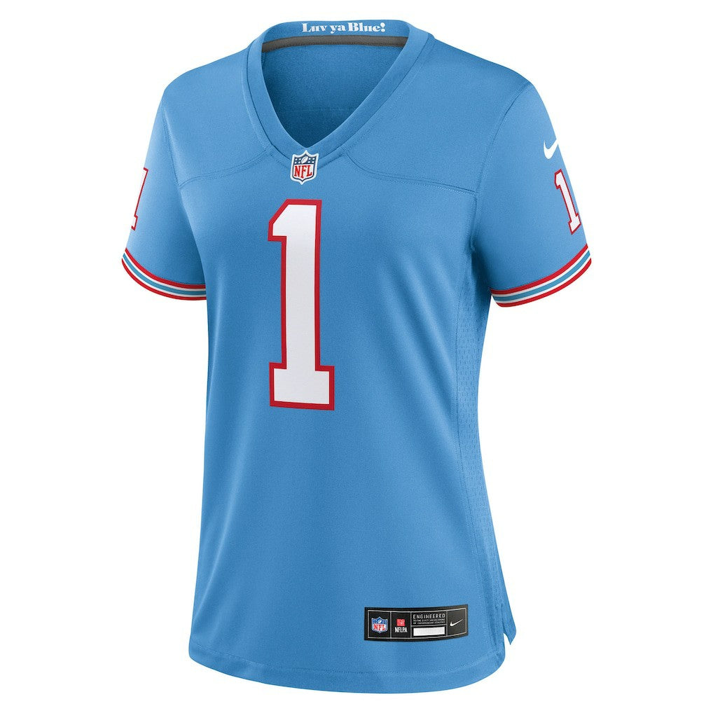 Cam Ward Tennessee Titans Women's 2025 NFL Draft 2nd Alternate Game Jersey - Light Blue Jerseys