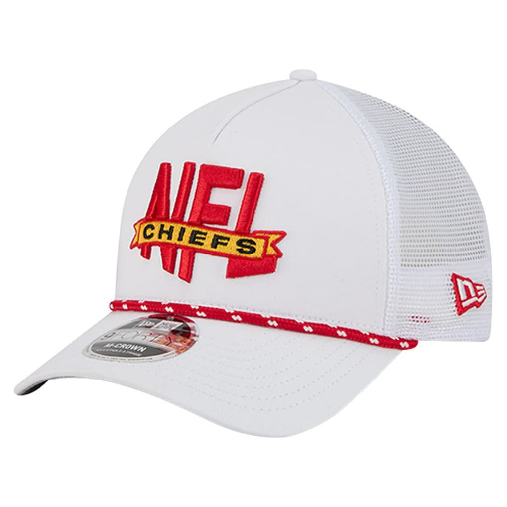 Kansas City Chiefs New Era NFL 9FORTY A-Frame M-Crown Adjustable Trucker Hat - White Hats