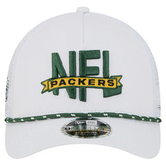 Green Bay Packers New Era NFL 9FORTY A-Frame M-Crown Adjustable Trucker Hat - White Hats