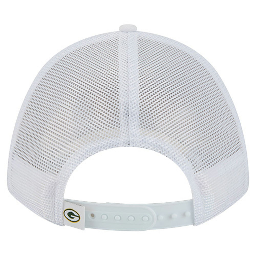 Green Bay Packers New Era NFL 9FORTY A-Frame M-Crown Adjustable Trucker Hat - White Hats