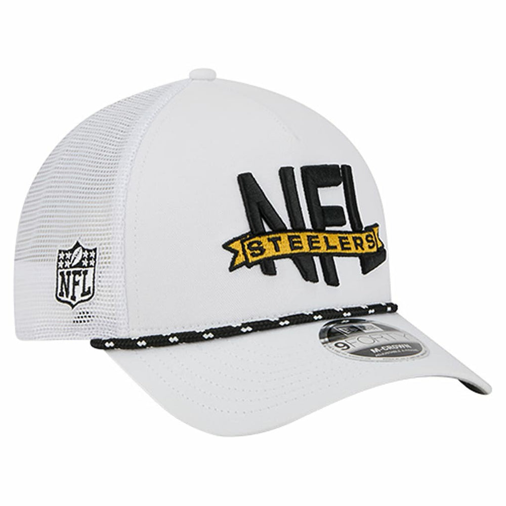 Pittsburgh Steelers New Era NFL 9FORTY A-Frame M-Crown Adjustable Trucker Hat - White Hats