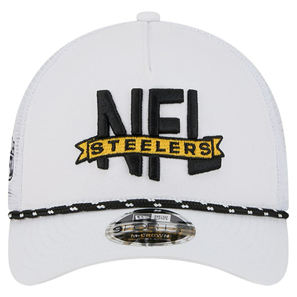 Pittsburgh Steelers New Era NFL 9FORTY A-Frame M-Crown Adjustable Trucker Hat - White Hats