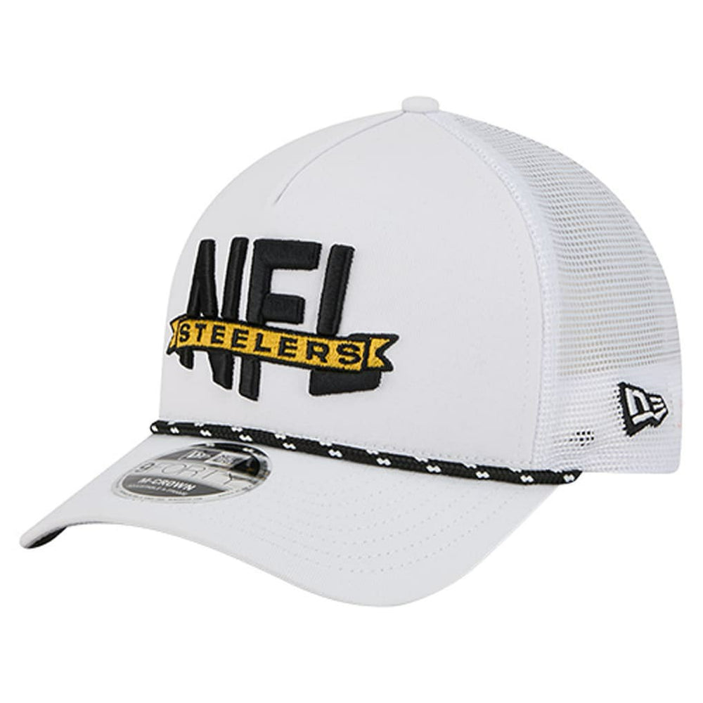 Pittsburgh Steelers New Era NFL 9FORTY A-Frame M-Crown Adjustable Trucker Hat - White Hats