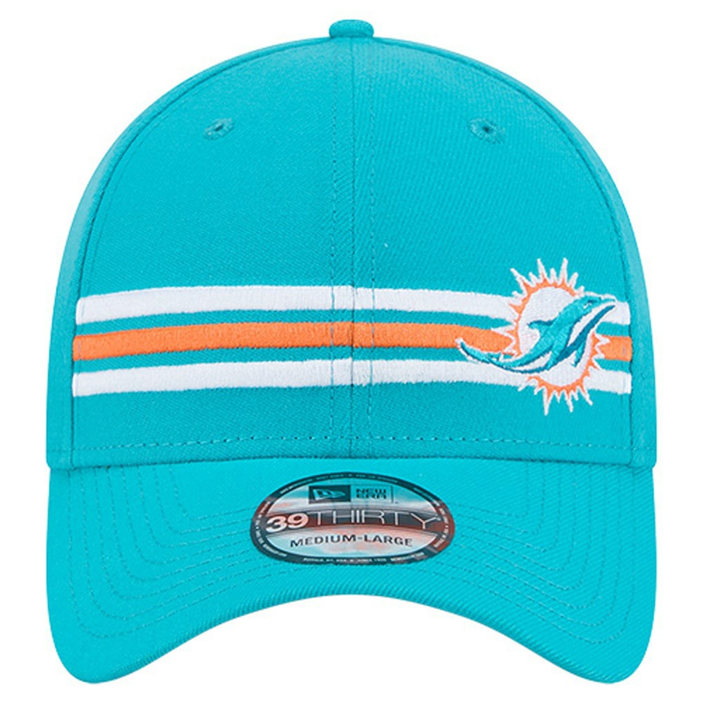 Miami Dolphins New Era Stripes 39THIRTY Flex Hat - Aqua Hats