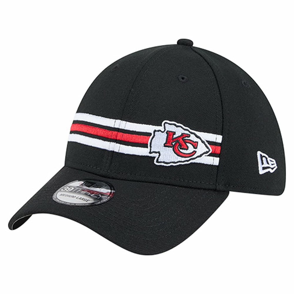 Kansas City Chiefs New Era Stripes 39THIRTY Flex Hat - Black Hats
