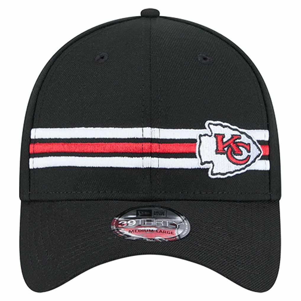 Kansas City Chiefs New Era Stripes 39THIRTY Flex Hat - Black Hats