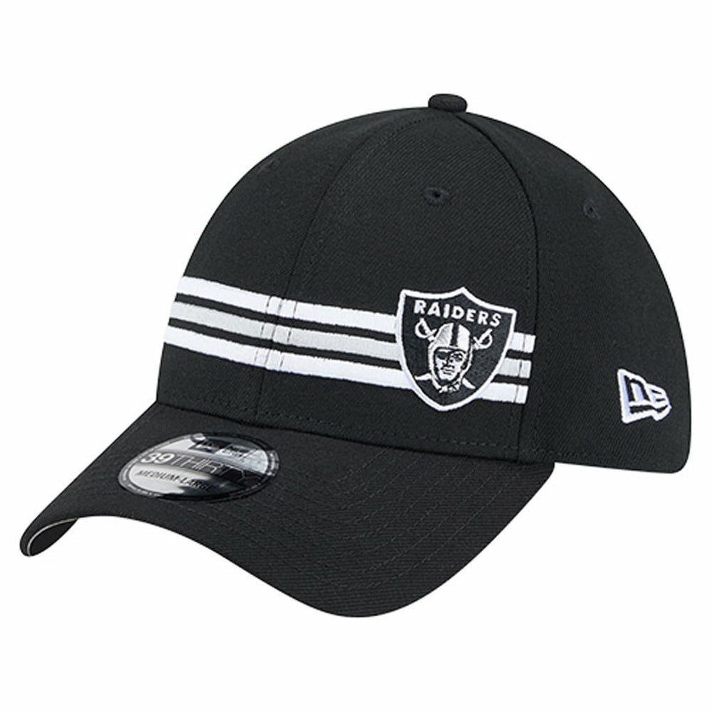 Las Vegas Raiders New Era Stripes 39THIRTY Flex Hat - Black Hats