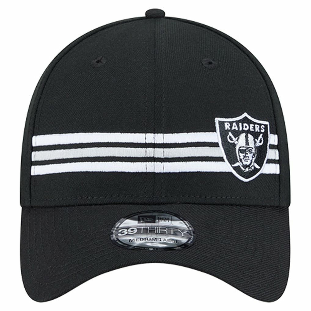 Las Vegas Raiders New Era Stripes 39THIRTY Flex Hat - Black Hats