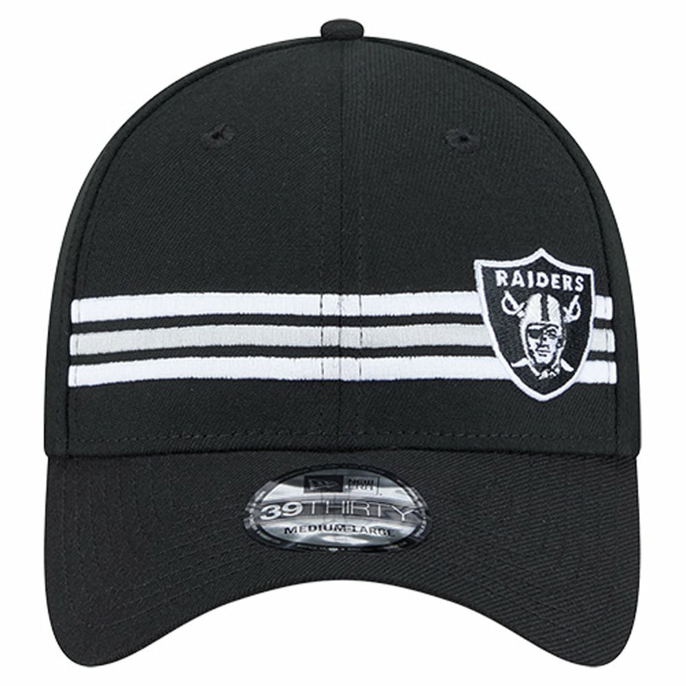Las Vegas Raiders New Era Stripes 39THIRTY Flex Hat - Black Hats