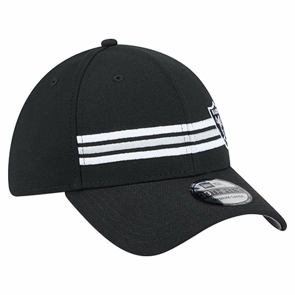 Las Vegas Raiders New Era Stripes 39THIRTY Flex Hat - Black Hats