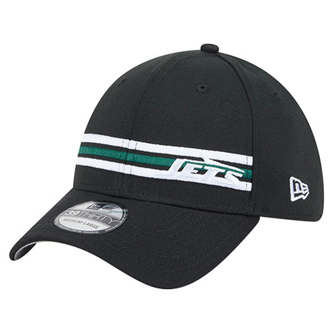New York Jets New Era Stripes 39THIRTY Flex Hat - Black Hats