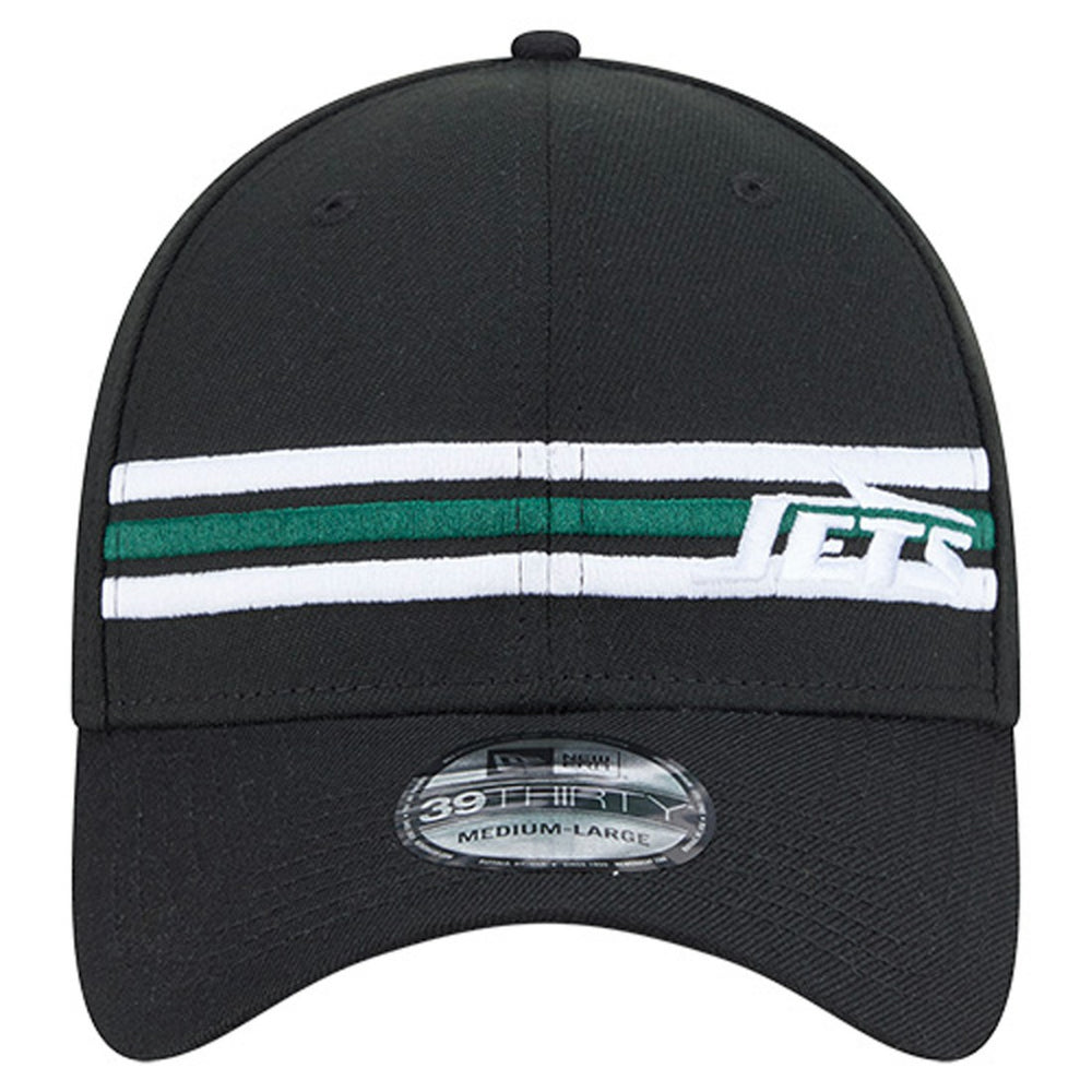 New York Jets New Era Stripes 39THIRTY Flex Hat - Black Hats