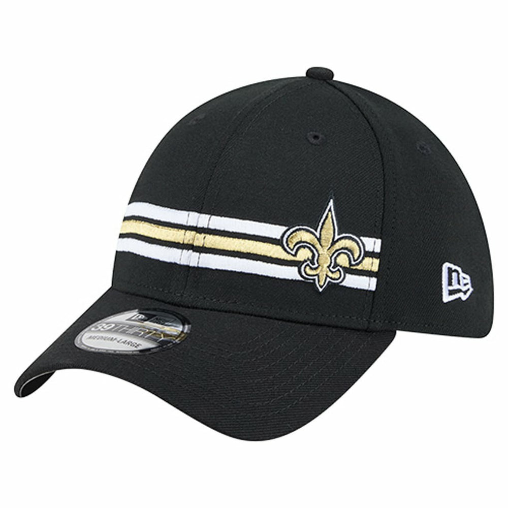 New Orleans Saints New Era Stripes 39THIRTY Flex Hat - Black Hats