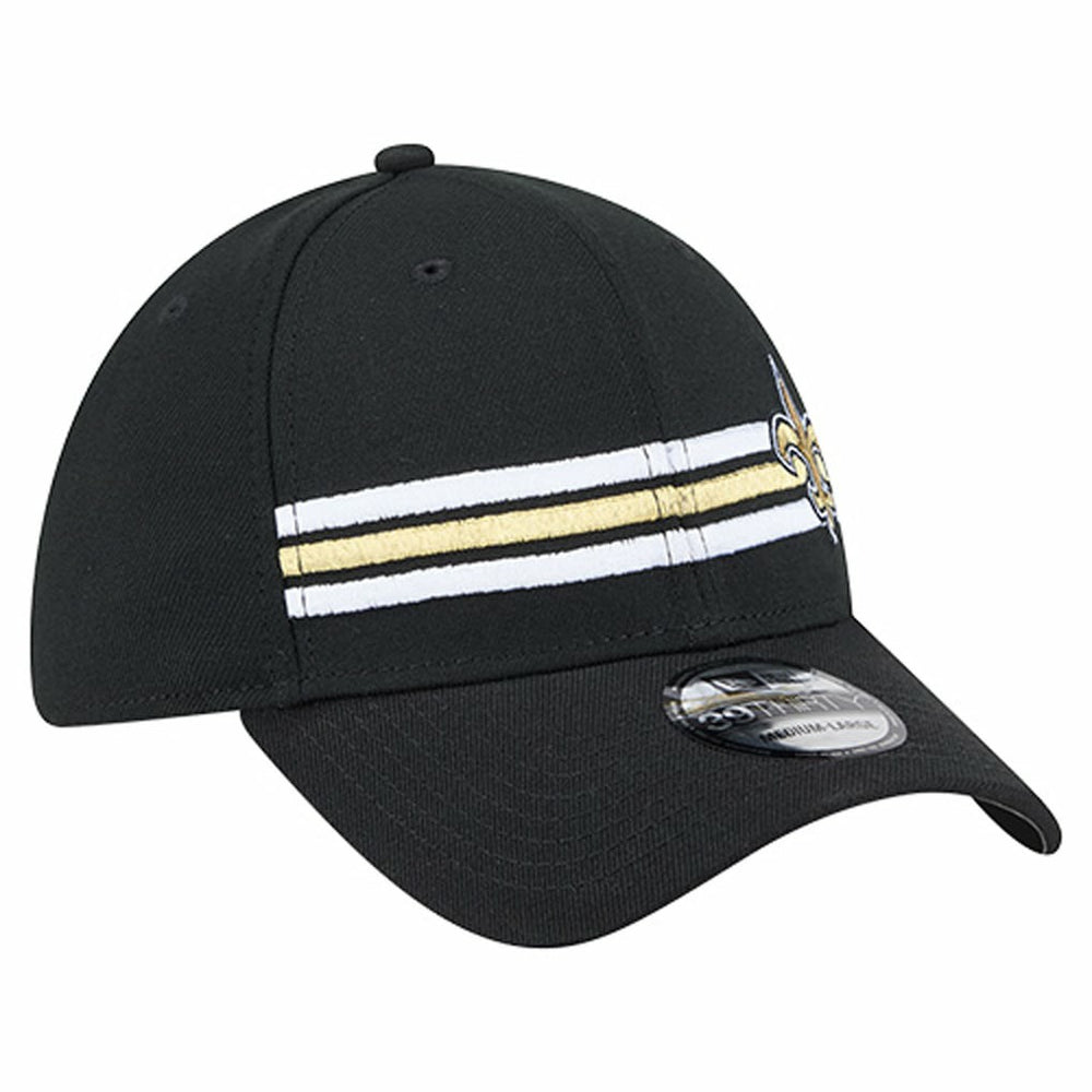 New Orleans Saints New Era Stripes 39THIRTY Flex Hat - Black Hats