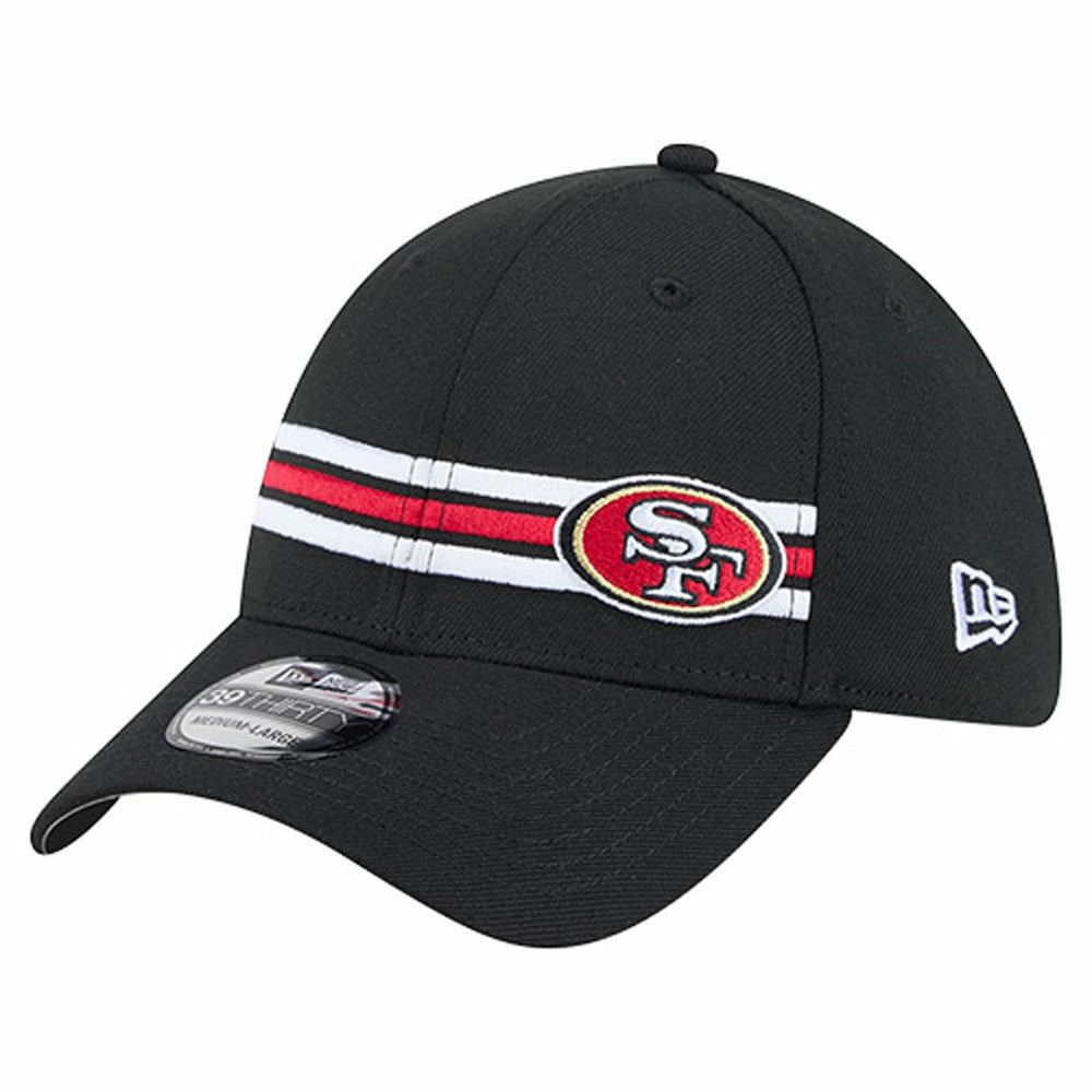 San Francisco 49ers New Era Stripes 39THIRTY Flex Hat - Black Hats